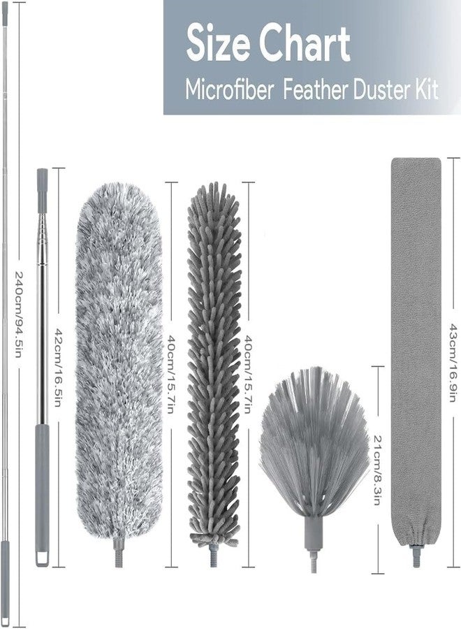 Guellix Microfiber Feather Bendable & Extendable Fan Cleaning Duster with 100 inches Expandable Pole Handle Washable for High Ceiling Fans, Window Blinds, Furniture (4 in 1 Duster) - Image 2